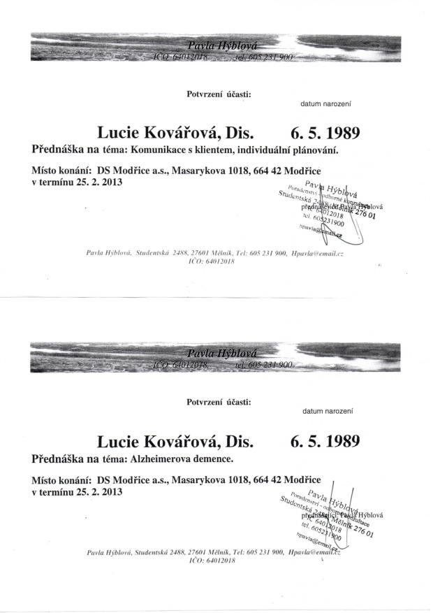Lucie Novotná (Kovářová), DiS. – diplom 2